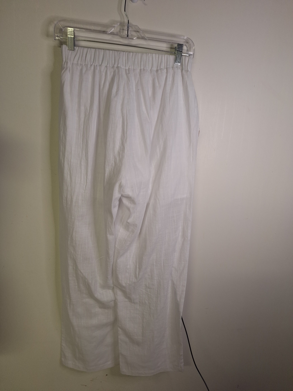 White Straight-Leg Cotton Pants in White Size Med - Picture 4 of 8